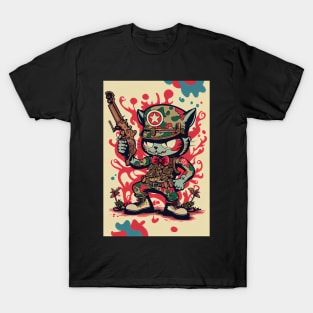 Trippy Cat with Gun T-Shirt